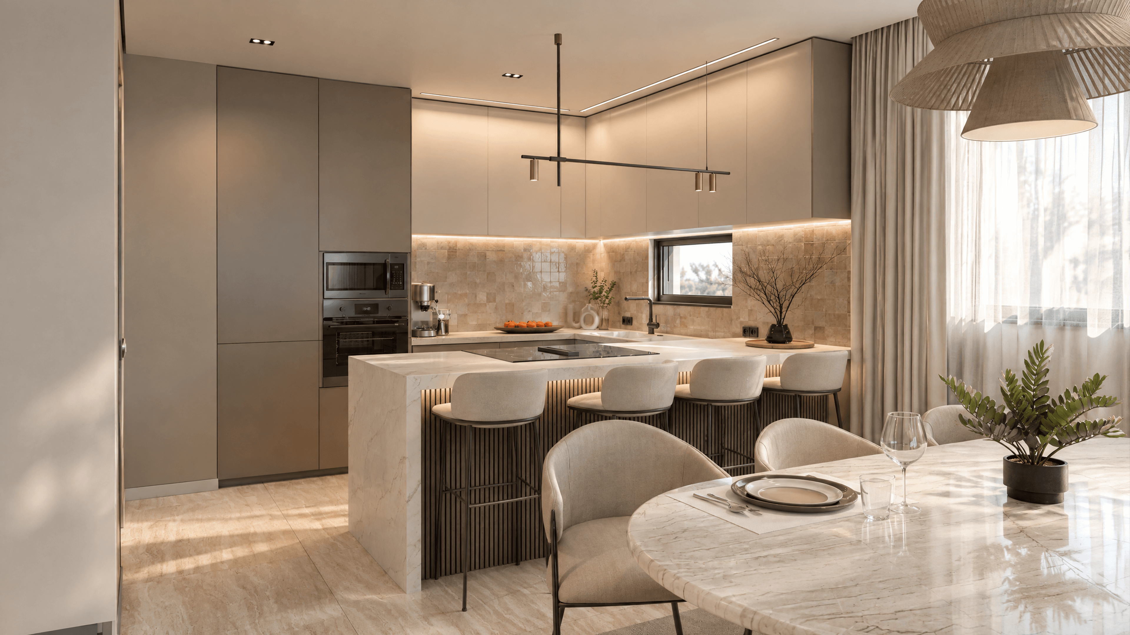 Interior architectural visualization of a contemporary residential space